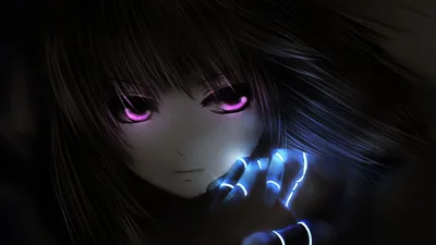 Glowing Purple Eyes in the Dark HD Wallpaper