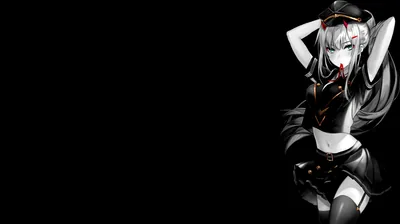 Anime Girl in a Black Uniform HD Wallpaper