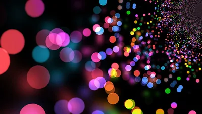 Multicolour Bokeh Lights on Black HD Wallpaper