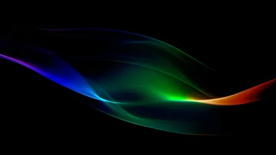 Rainbow Light Ribbons on Black HD Wallpaper