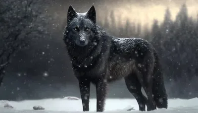 Black Wolf In Snow Wallpaper