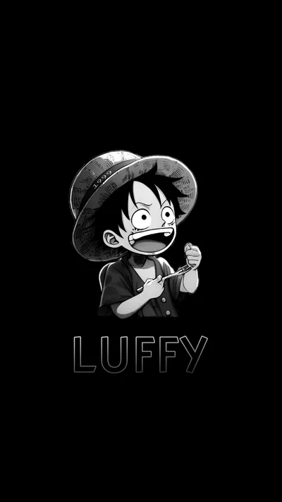 Chibi Luffy on Pure Black HD Phone Wallpaper