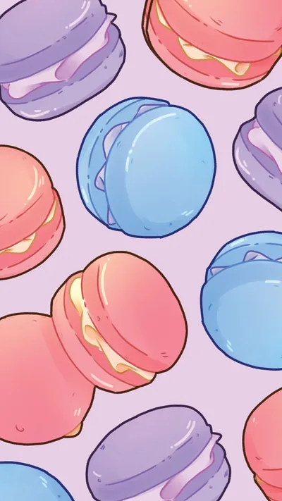 Macaron Pattern in Pink and Blue HD Phone Wallpaper