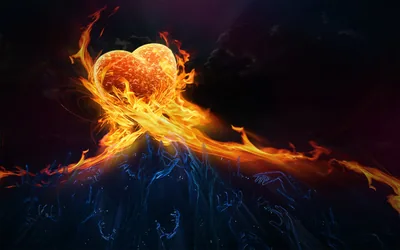 Burning Heart Above Blue Smoke HD Wallpaper