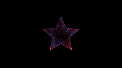 Neon Wire Star on Pure Black HD Wallpaper