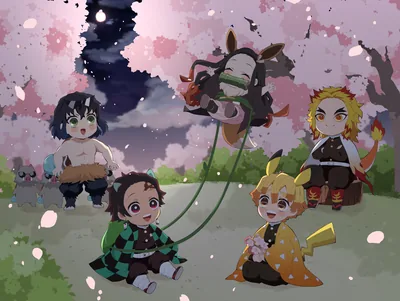 Demon Slayer 4K Ultra HD Wallpaper Cherry Blossom Playtime