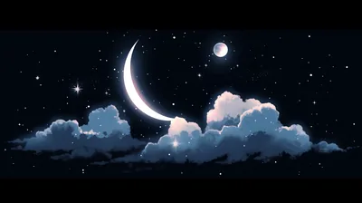 Blue Crescent Moon Wallpaper