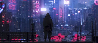 Hooded Watcher Over Pink Rooftops HD Wallpaper