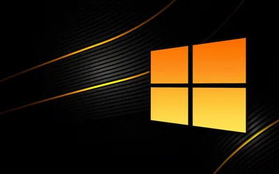 Orange Windows Logo on Black Stripes HD Wallpaper