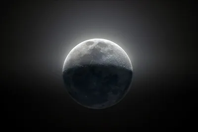 Glowing Half-Shadowed Moon on Black HD Wallpaper