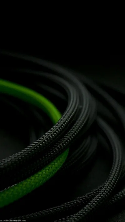 Braided Black Cables with Green Strand HD Phone Wallpaper