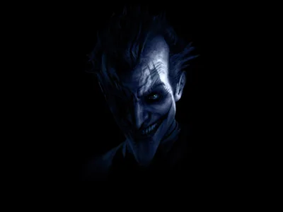 Blue-Lit Joker Grin in the Dark HD Wallpaper