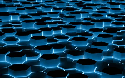 Blue Glowing Hexagon Floor HD Wallpaper