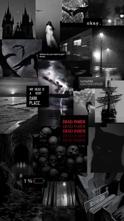 Gothic Grunge Collage with Skulls HD Phone Wallpaper
