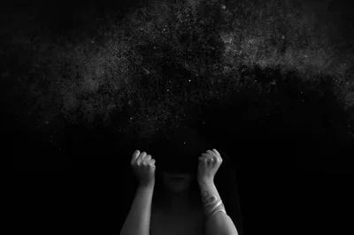A Woman and the Night Sky in the Background Free Stock Photo