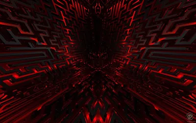 Red Lit Geometric Tunnel HD Wallpaper