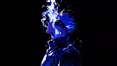 Anime Boy with Blue Flame Hair HD Wallpaper