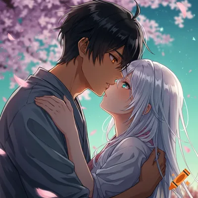 An Anime Wallpaper of a Boy and Girl in Love created on Craiyon