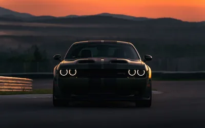 Dodge Challenger Halo Headlights at Dusk HD Wallpaper