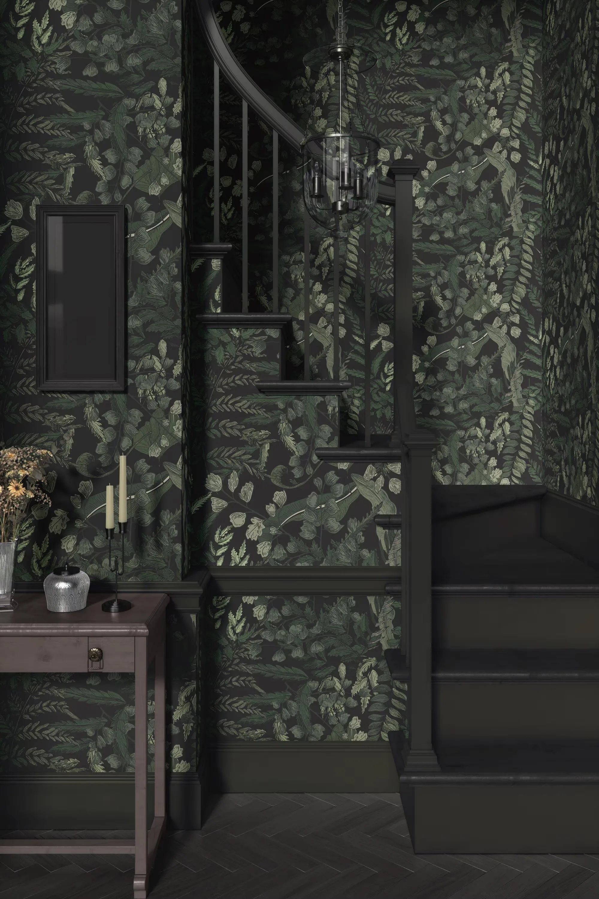 Botanical Dark Green Wallpaper