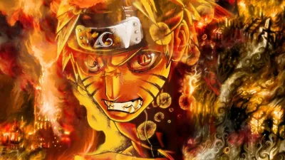 Nine-Tails Naruto in a Sea of Fire HD Wallpaper