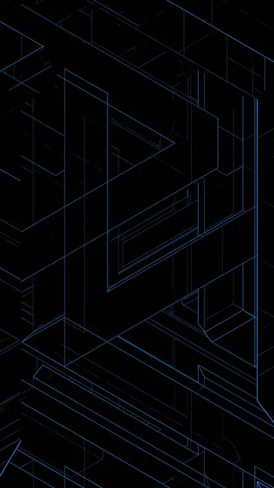 Blue Wireframe Geometry on Black HD Phone Wallpaper