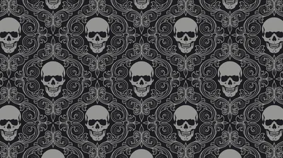 Repeating Skull and Scroll Pattern HD Wallpaper