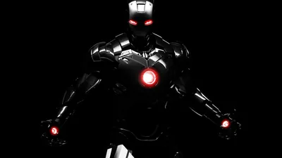 Black Iron Man Armour with Red Glow HD Wallpaper