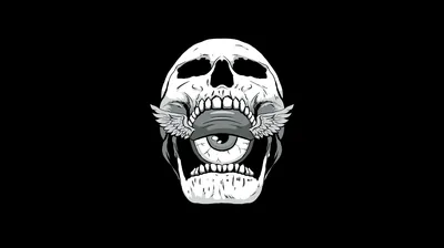 Skull Holding a Winged Eye HD Wallpaper