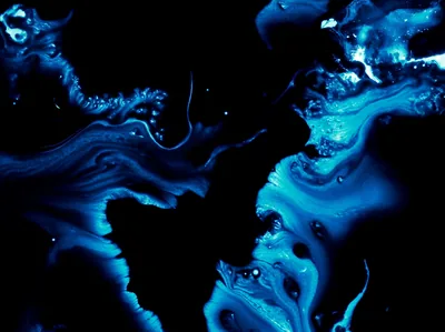 Ink Swirls in Cyan and Black HD Wallpaper