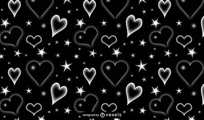 Glossy Black Hearts Tileable Pattern Design Vector