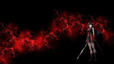 Schoolgirl with a Katana and Red Lightning HD Wallpaper
