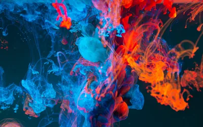 Ink Plumes in Blue and Orange HD Wallpaper