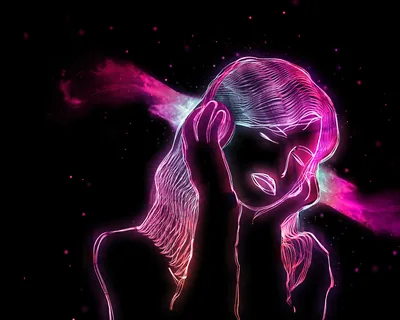 Woman Outline in Pink Neon HD Wallpaper