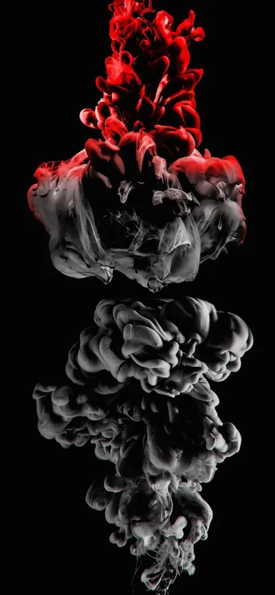 Red and Grey Ink Clouds in Water HD Phone Wallpaper