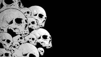 White Skull Pile With Empty Right Side HD Wallpaper