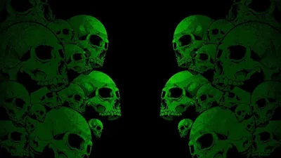 Green Horror Skulls Black Background HD Green Wallpapers