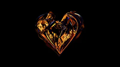 Molten Gold Heart on Black HD Wallpaper