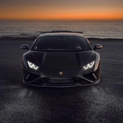 Novitec Lamborghini Huracán EVO RWD Wallpaper 4K, Black cars, Sunset