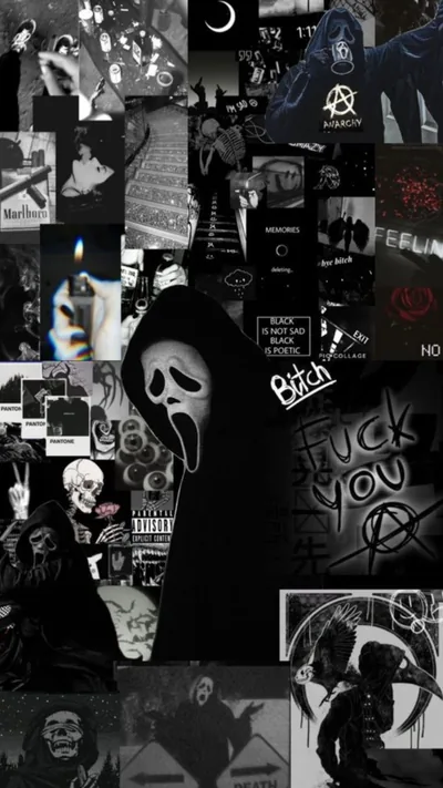 Black scary wallpaper collage