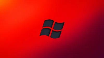 Black Windows Logo on Red Gradient HD Wallpaper
