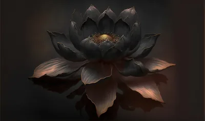 Dark Lotus with a Golden Centre HD Wallpaper