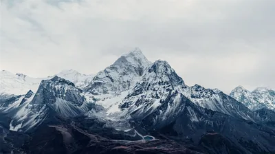 Snowbound Peaks Under a Pale Sky HD Wallpaper