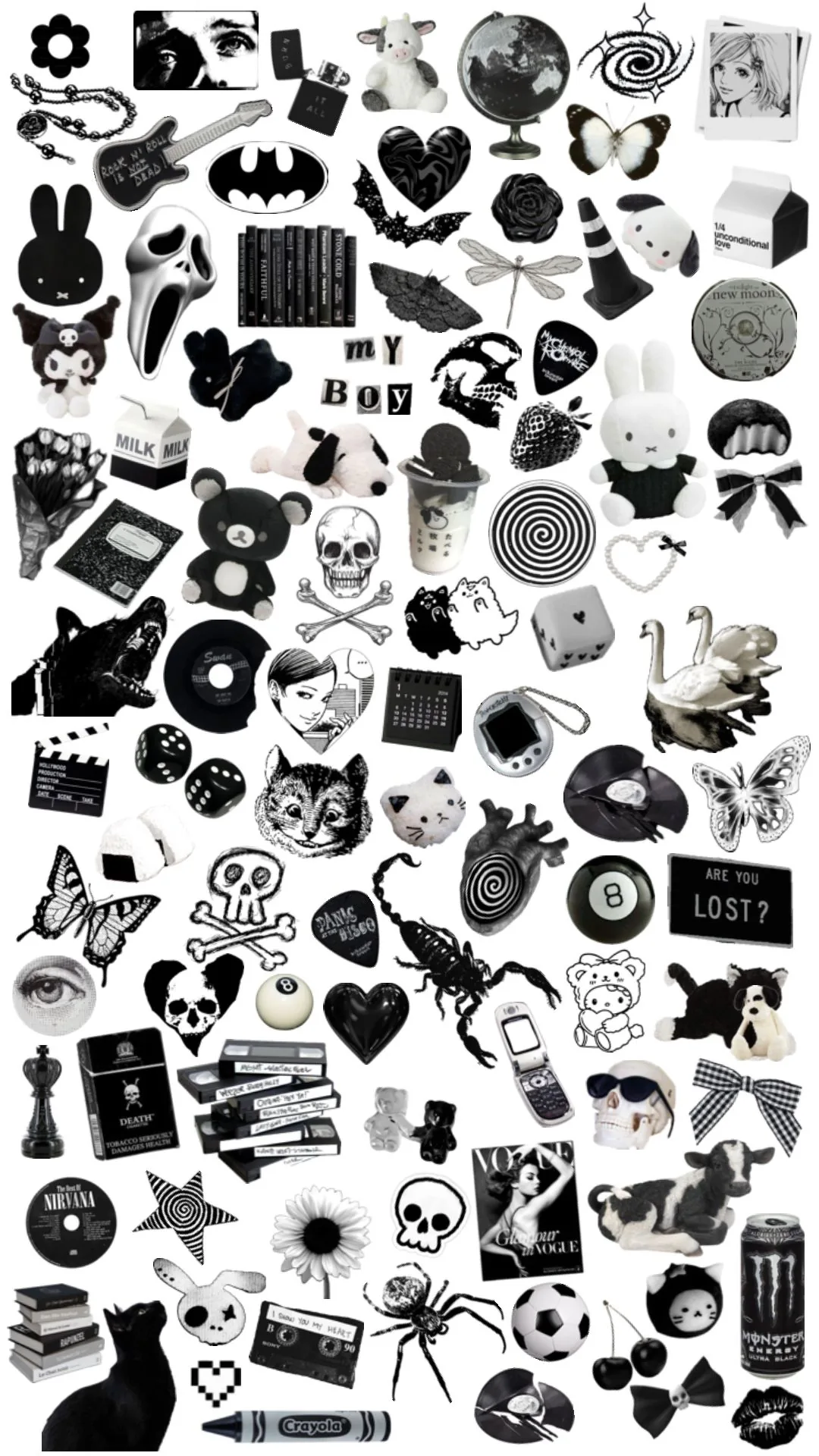 Black and white icons