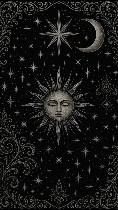 Sun and Moon Tarot Card Illustration HD Phone Wallpaper