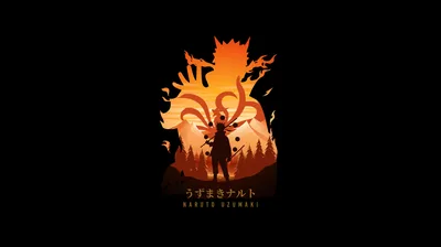 Nine-Tails Chakra Silhouette in Orange HD Wallpaper