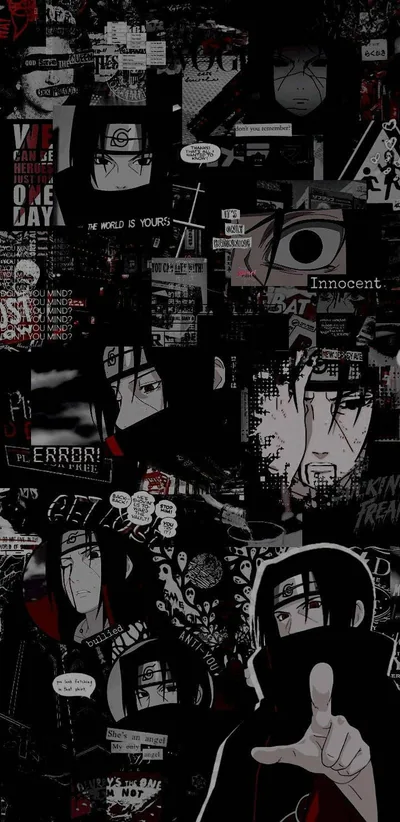Itachi Uchiha Sticker Collage HD Phone Wallpaper