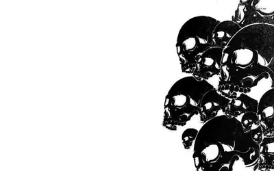 Glossy Black Skulls on White HD Wallpaper