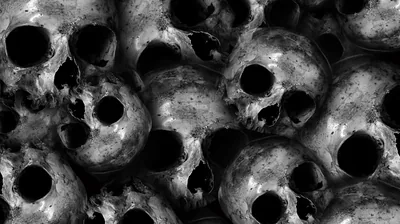 Skull Pile Texture in Black and White HD Wallpaper