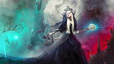 Beautiful Black Witch 4K wallpaper